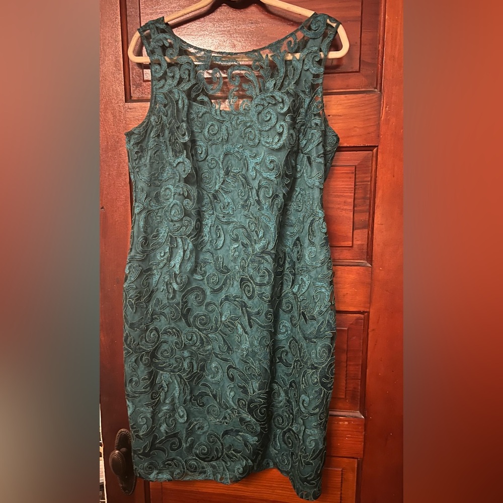 MARINA Teal Lace Mini Dress